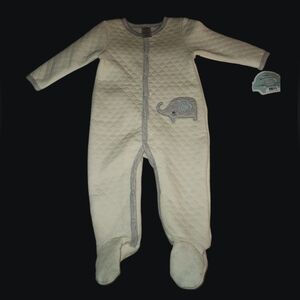 Little Beginnings- 6/9 Months- Ivory Elephant Waffle Jammies